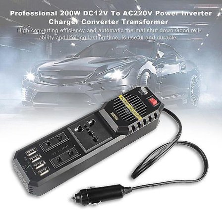 Pro 200W DC12V AC220V Strømomformer Lader Konverter