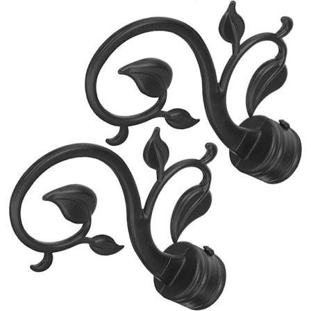 2-pakning Matte Svarte Gardinstangender Bladdesign Dekorative Endestykker for Stue og Soverom Draperi (FMY)