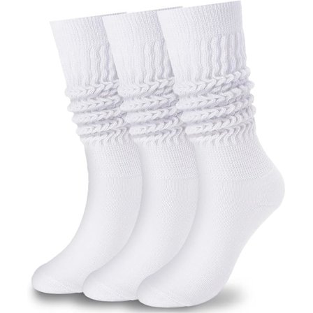 Strikkede bomullsstrømper for kvinner, ekstra lange scrunch knestrømper ankelstrømper