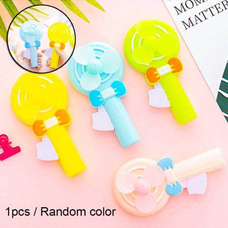 Mini Handfläkt Tryck till Ström Ingen Batteri eller El Behövs Bärbar Fläkt Leksak med Mjuk random color lollipop