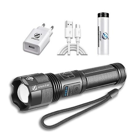 LED-lommelykt Super Lys 4 Kjerne Xhp50 Batteri Visning