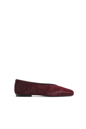 NA-KD Squared Toe Leather Ballerina - Lave sko - Burgundy - EU 39