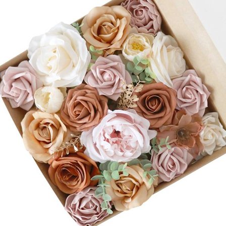 Kunstige blomster DIY bryllupsdekor brudebuketter borddekorasjoner girlandere kranser midtgang buer blomsterdekor hjemmedekor, elegante støvete roser