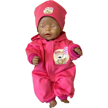 Cerise overall/mössa till Baby Born, dockkläder
