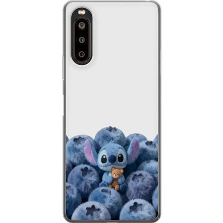Kompatibel Mobilcover til Sony Sony Xperia 10 II Sød blå karakter blandt blåbær med bamse i blød og legende illustration