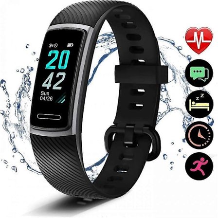 Treningsarmbånd, skrittellerklokke, vanntett Ip68 aktivitetsmåler med pulsmåler