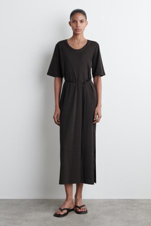 COS Women's Abito T-Shirt Midi Con Cintura in Marrone