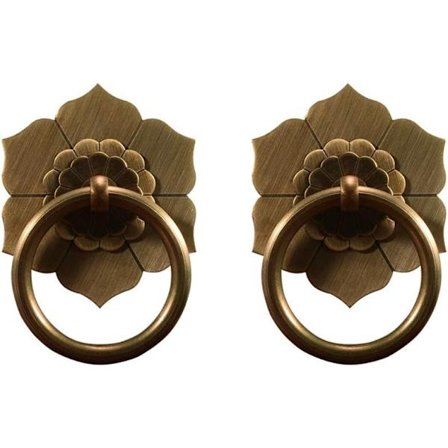 2 kpl antiikkimessinkisiä rengaskahvoja keittiön kaappiin vaatekaapin laatikkoon vintage-huonekalujen varusteet retrotyyliset vetokahvat (