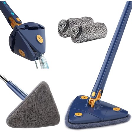 360° roterbar justerbar rengøringsmoppe, våd og tør mikrofiber