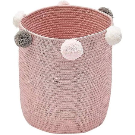 Kudottu köysi säilytyspyykin suojasäiliö kylpyhuoneeseen hotellin makuuhuoneen järjestäjä sisusteella (väri: vaaleanpunainen) -ES