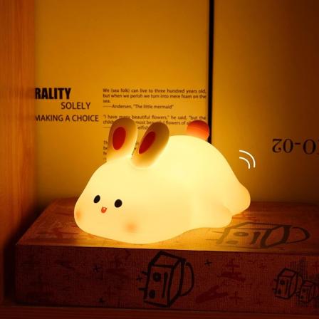 Kanin Nattlys Baby, Søt Kanin Nattlampe Barn, Lampe Gaver for Jente, Nyfødt, Småbarn, Tenåring, Barn, USB Oppladbar Varm Led Nattlampe