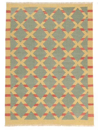 Oosters Kelim Ghashghai Vloerkleed 176X243 Groen/Oranje Perzië