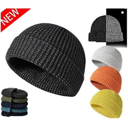 Reflekterande mössor för män och kvinnor, flexibla reflekterande mössor, varma stickade mössor, 54-58 cm - WELLNGS