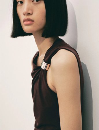 Mango Fine-Knit Dress With Metallic Detail - Brown - XL