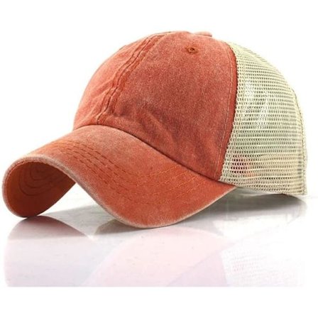 Sommer Orange Trucker Hat for Menn Pustende Dame Baseball Cap med Mesh Streetwear Snapback Hip Hop Caps (Farge: C, Størrelse: Justerbar)
