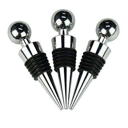 3-pack Vinproppar i Zink-legering med bolldesign/Dekorativa vinproppar