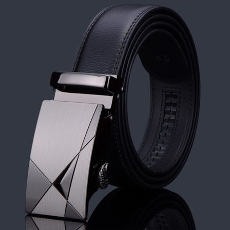 Herrebælde i læder med klikspænde til mænd 125 cm bredt sort automatisk spænde