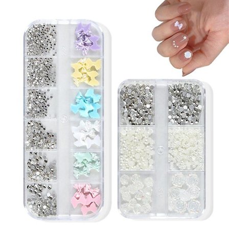 2 st Nail Art Pärlor Nail Art Tillbehör Design Nail Tillbehör Rhinestones Nail Dekoration
