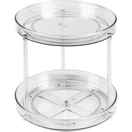 Pladespillerorganisator til skabe, multifunktionel krydderihylde roterende krydderihylde til køkkenopbevaring, roterende krydderiholder, transparent, 