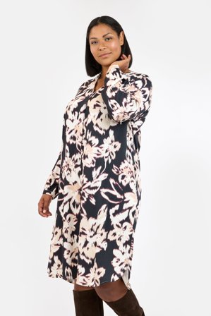 CISO - Langærmet Kjole - Bordeaux / Sort - Blomstret