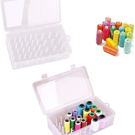 2-pack sytrådsrullar med 42 spolar, transparent sytrådslåda, förvaring av sytrådsspolar