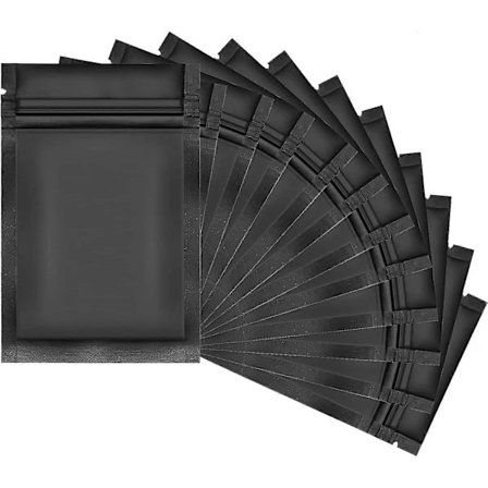 100 stk 8x12+3cm gjenlukkbare poser for matoppbevaring, svart.