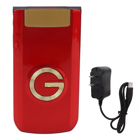 Senior Flip Telefon Stor Skärm Stor Font Dubbla SIM Olåst USA-kontakt 100 till 240V Röd