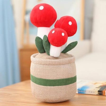 Sopp-plysjleketøy for jenter - Blomsterpotte Myk Bomull Fylt Anime Plysjleker Kos Pude - Kawaii Plysjplante Søt