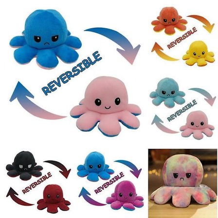 Stor vendbar blæksprutte Blød kæmpe fyld plyslegetøj 20 cm - 160 cm Happy Sad FED