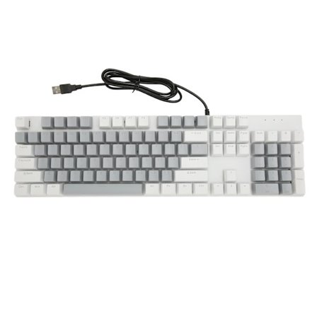 Mekanisk tastatur i fuld størrelse 104 taster USB-kablet gamingtastatur med numerisk tastatur Rød kontakt til Windows Hvid Grå