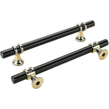 Set med 6 Svarta Handtag Svarta Kökshandtag - Svarta Dörrhandtag Mattsvarta Möbelhandtag i Zinklegering Centrumavstånd 160mm