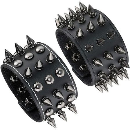 Rock Punk Gothic Manschet Armbånd Nitter Nitter Spids Sort Biker Mand Kvinde Justerbar