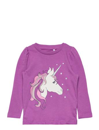 Nmfruia Ls Top Camp Langærmet T-shirt Lilla Name It