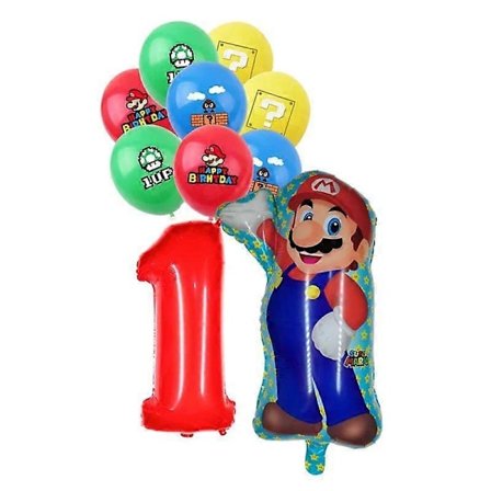 Super Mario Fødselsdagsdekoration Sæt med Filmballon og Mario-formet Latexballon til Børnefestdekorationer