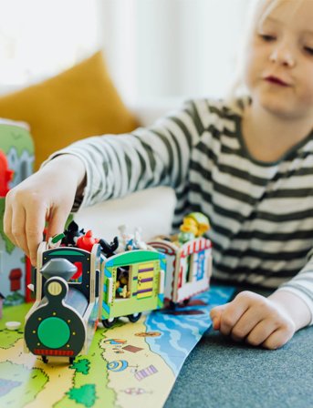 Bamse Bamse Trätågsset - Multi/patterned - 370X 42X 95MM