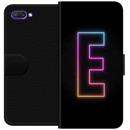 Kompatibel Tegnebogsetui til Honor Honor 10 Minimalistisk neonbogstav E i lyse farver mod mørk baggrund i moderne og stilren design