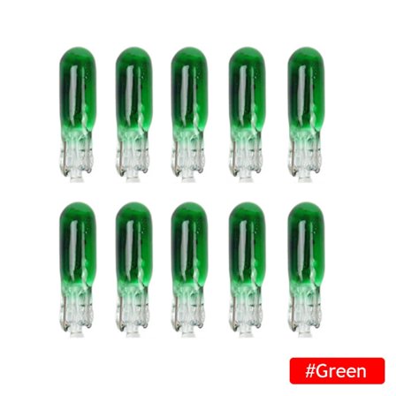 10 stk. W2W T5 12v 1.2w Bil Halogen Lampe Indikator Lys Instrumentbræt Pære Blå/Rød/Amber/Gul Auto Interiør Lys Bil Styling~02023