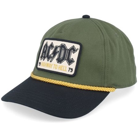 American Needle - Grön adjustable Keps - Acdc Roscoe Army Green/Black A-Frame Adjustable @ Hatstore