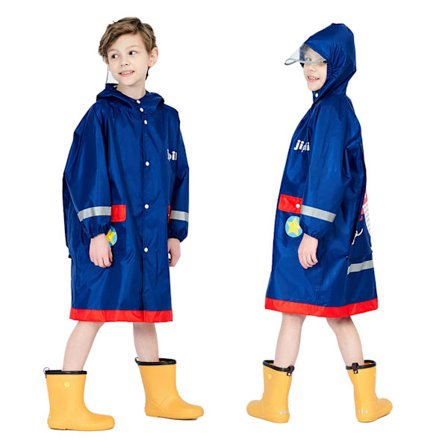 Regnfrakk med hette Barn Vanntett Poncho Barn Unisex Pølsemønster Dyremønster Unisex Regnfrakk Lang Jakke Jakke med Klar Skygge og Reflekterende