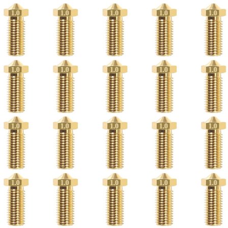 3D Printer Reservedele, 3D Printer Dyser, 20-Styk 1.0mm Vulkan Messing Dyser, Egnet til V5/V6 3D Printere