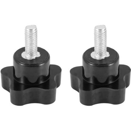 M6 x 15mm Han-skrue med stjernehoved, låseskruehåndtag, sort, 2 stk.