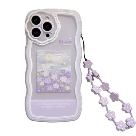 Kompatibel med iPhone 15promax Cover med Søde Lilla Blomster Floral Mønster Design Æstetisk Kvinder Teen Piger Blomster Linse Beskyttelse Cover