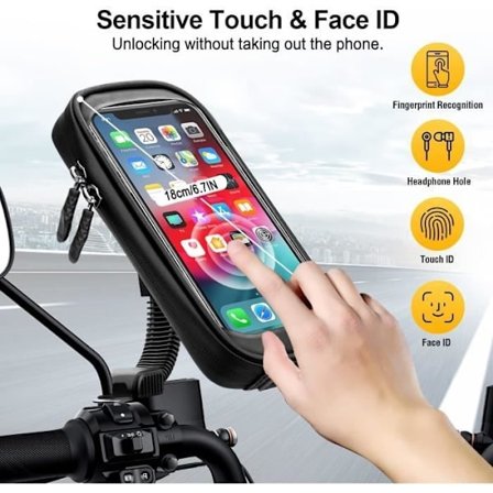 Vandtæt Motorcykel Telefonholder, APERIL 360° Roterende Smartphone Holder til Op til 6,7 tommer