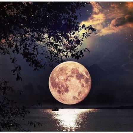 30x40 cm-6 5D DIY-timanttimaalaus, täysikuu maisema