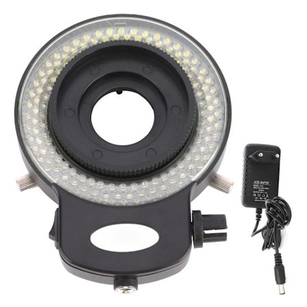 Mikroskop LED-lampa Industriell Justerbar 144LED Ringlampa med Svart Skal AC100-240VEU-kontakt