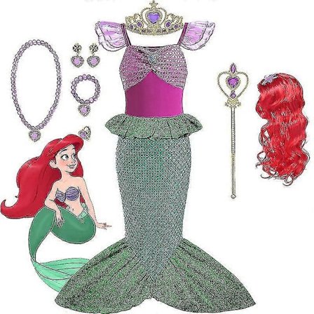Pieni Merenneito Ariel Prinsessa Puku Lasten Mekko Tytöille Cosplay Lasten Karnevaali Syntymäpäiväjuhlat Vaatteet Merenneito Mekko