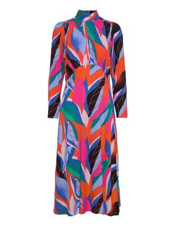 Yasyva 7/8 High Neck Midi Dress S. Patterned YAS