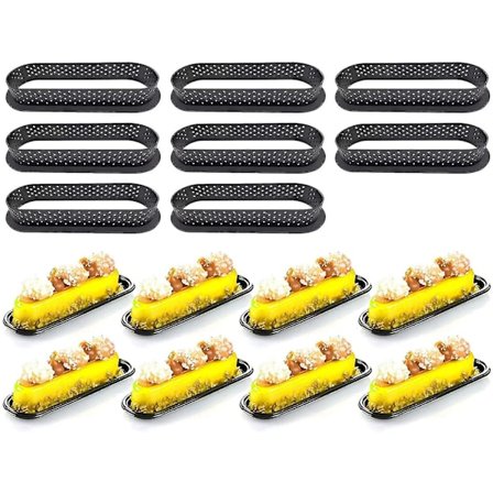 8 stykker Oval Varmebestandig Perforeret Kage Mousse Ring Bageværktøj