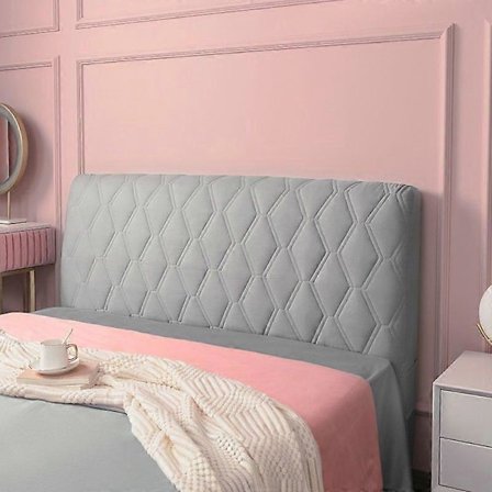 Sängynpäädyn päällinen, sopii parivuoteeseen, tikattu sängynpäädyn liukuva päällinen pehmeä pölytiivis suojapäällinen (vaaleanharmaa, iso sänky: 160cm