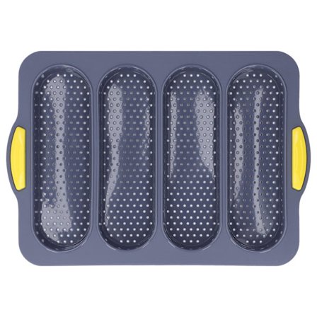 Silikoninen patonkivuoka, 4 uraa, pehmeä leipävuoka, keittiötyökalu, vaaleanharmaa